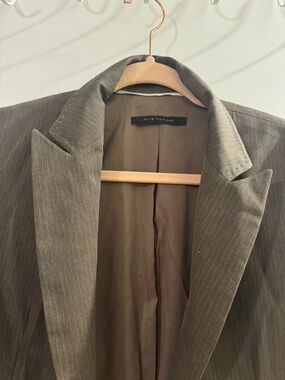 Elie Tahari Olive Brown Pinstripe Blazer
